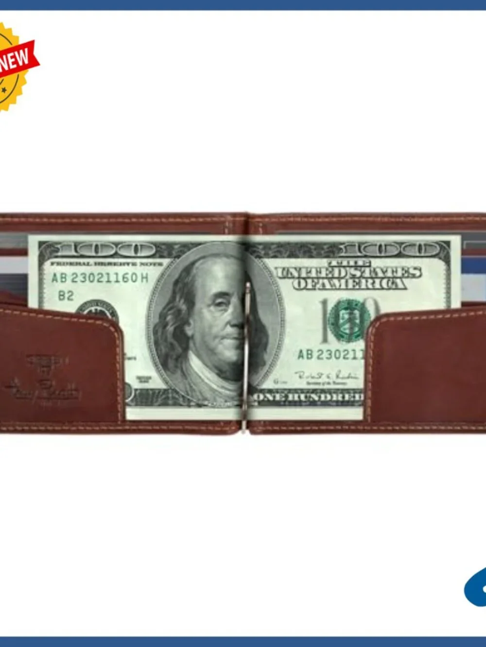 Slim Minimalist Bifold Wallet with Money Clip, Italian Leather Card Case